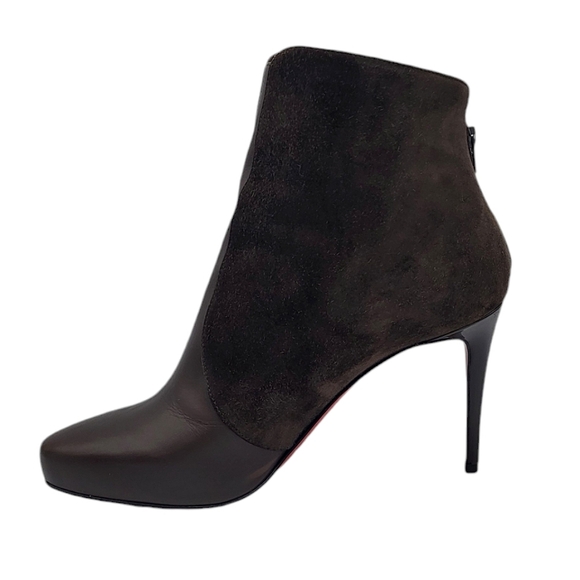 Christian Louboutin Gaetanina Suede & Leather Paneled Ankle Boots Brown 37 - Picture 2 of 16